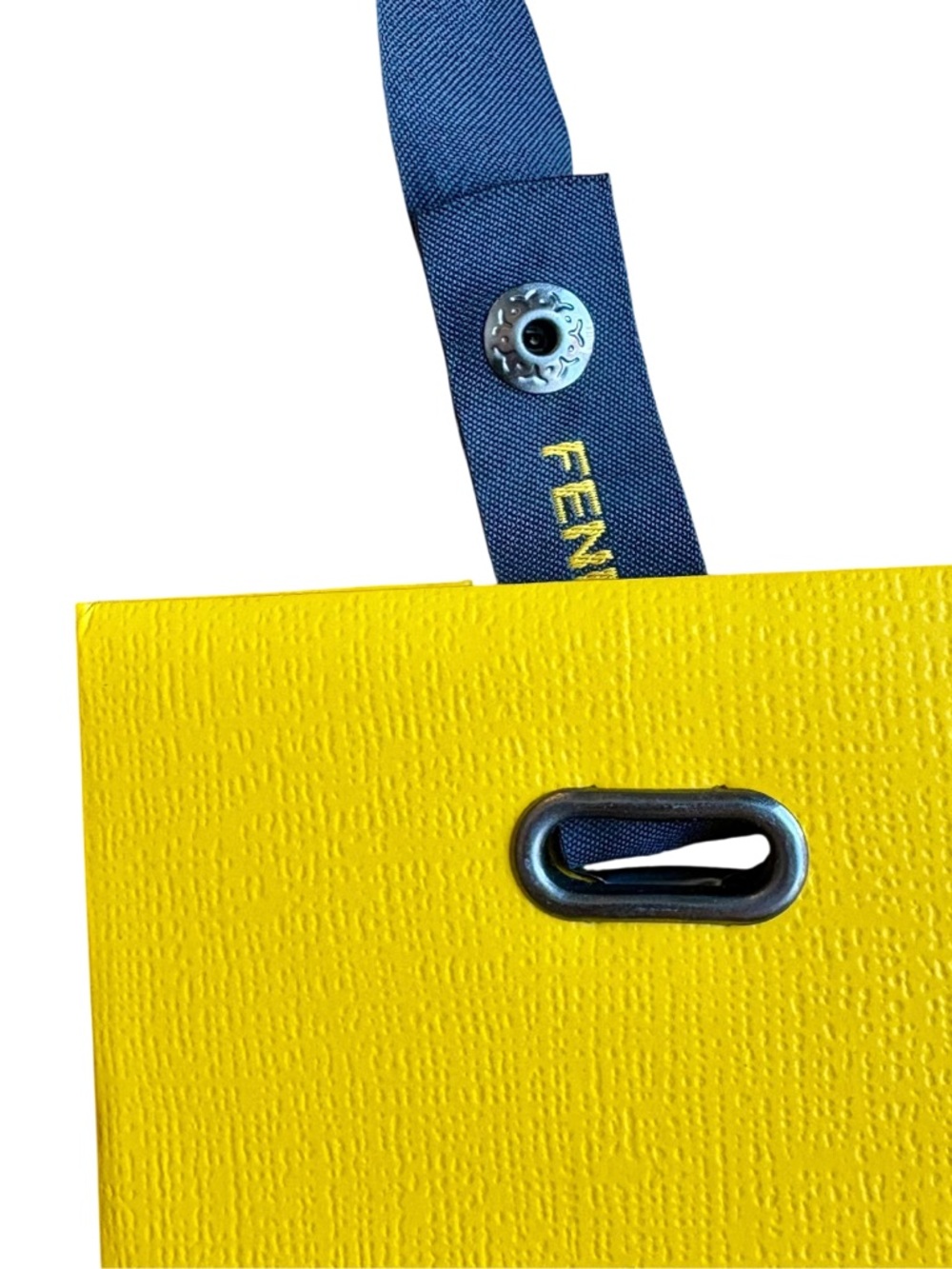 Fendi Classic Yellow and Black Shop Bag With Snap Strap Handle Details